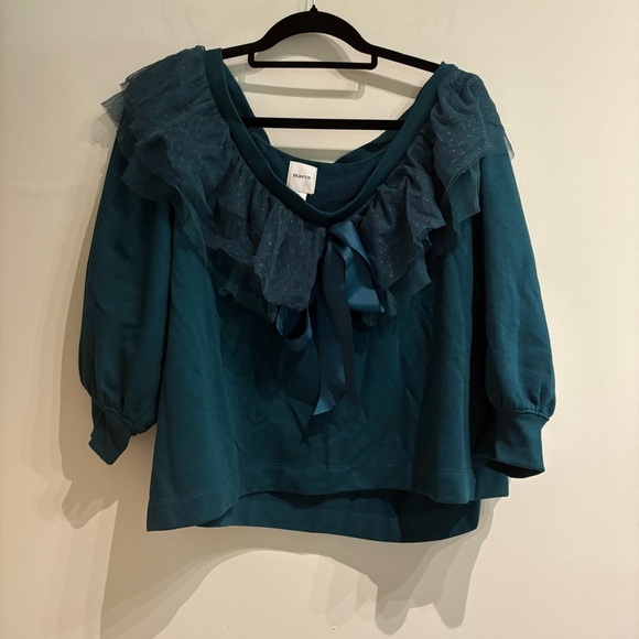 Maeve V-Neck Bow Sweater Sz Large Teal / Evergreen - Picture 4 of 8